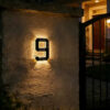 Solar Lighted House Numbers for Outside, LED Illuminated Address Sign Waterproof, Solar Powered House Number Plaque Wall Mounted Outdoor