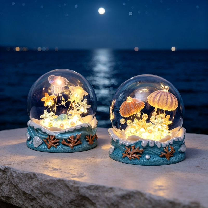 Sea Urchin Night Light – Ocean Wave Base & Warm Glow