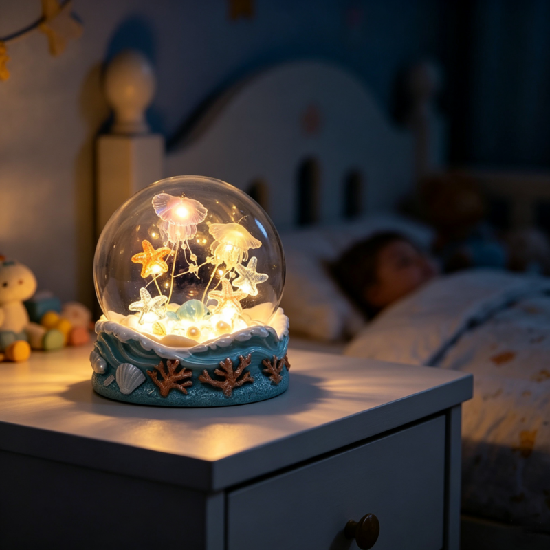 Sea Urchin Night Light – Ocean Wave Base & Warm Glow